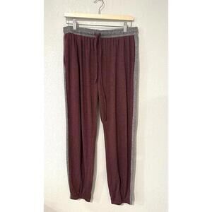 Ekouaer Womens Pajama Pants Joggers Maroon Gray Drawstring Comfort Cozy Size XL